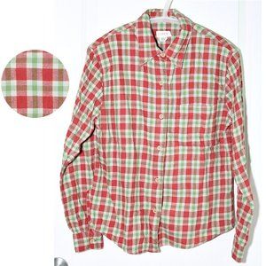 Like New J. Crew Green & Red Plaid Flannel Shirt